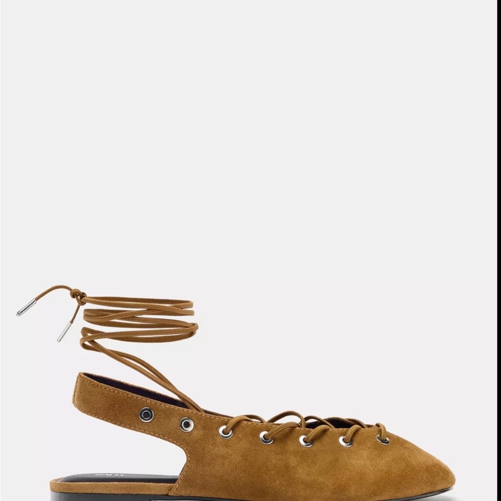 Zara SUEDE TIED SLINGBACK SHOES